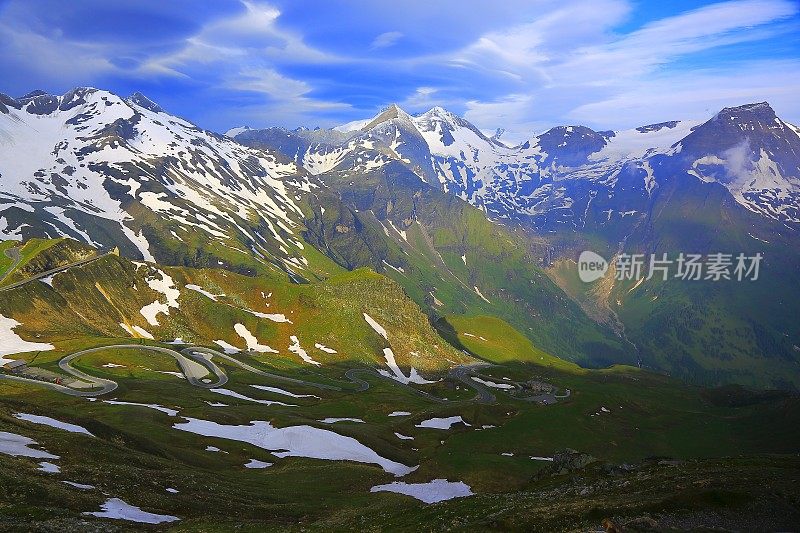 奥地利泰洛阿尔卑斯景观Hohe Tauern，大格洛克纳山路